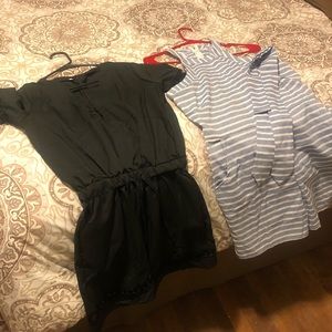 Black Romper And Blue Stripe Romper